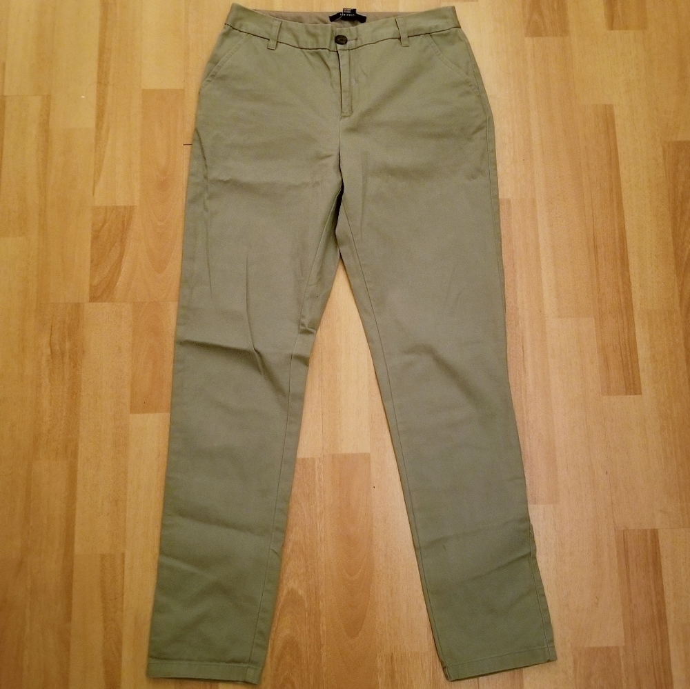 Olive Green Work Professional Pants Trousers Bottoms